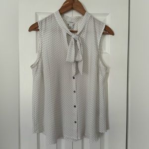 JCrew Size Medium White and Black Polka Dot Blouse